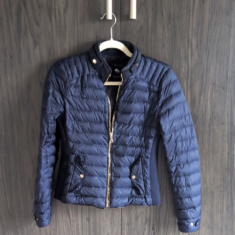 Zara Down Navy Quilted Jacket